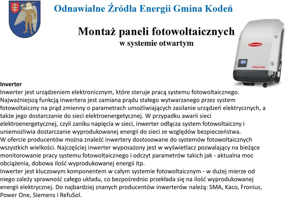 dostarczanie do sieci elektroenergetycznej.