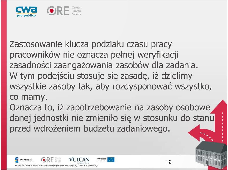 W tym podejściu stosuje się zasadę, iż dzielimy wszystkie zasoby tak, aby rozdysponować