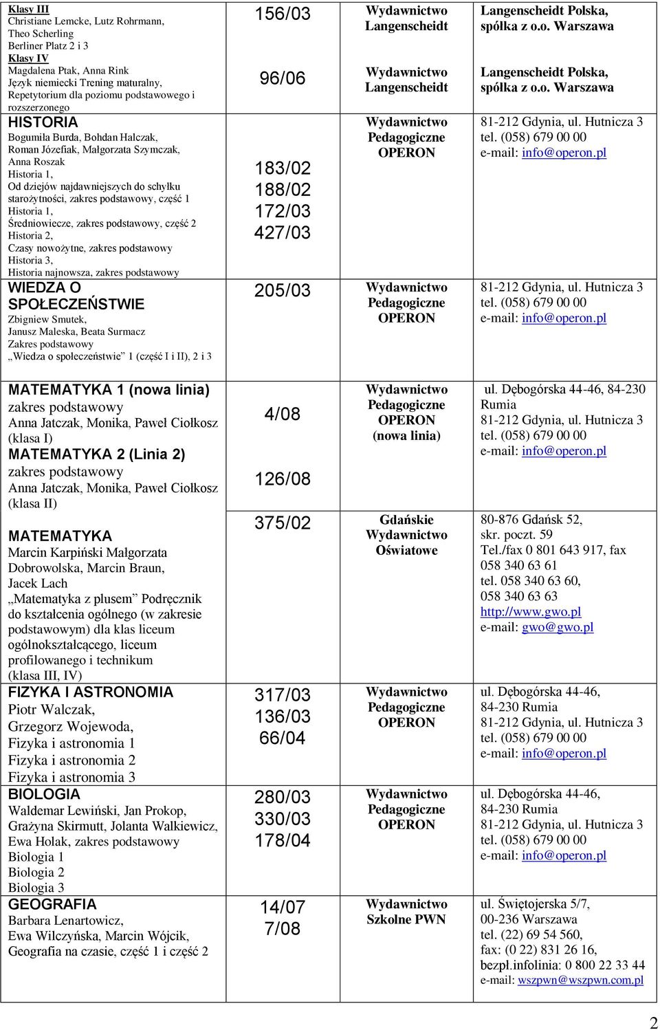 Historia 1, Średniowiecze, zakres podstawowy, część 2 Historia 2, Czasy nowożytne, zakres podstawowy Historia 3, Historia najnowsza, zakres podstawowy WIEDZA O SPOŁECZEŃSTWIE Zbigniew Smutek, Janusz