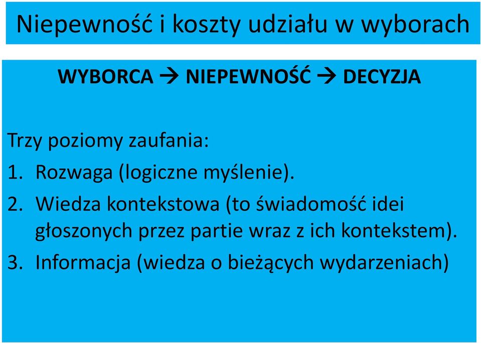 Wiedza kontekstowa (to świadomość idei głoszonych przez partie