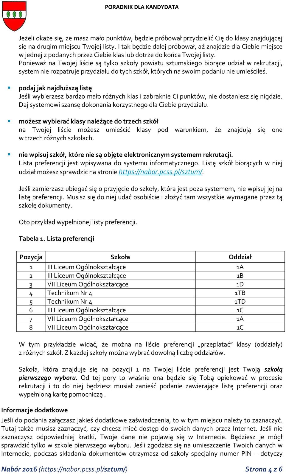 Ponieważ na Twojej liście są tylko szkoły powiatu sztumskiego biorące udział w rekrutacji, system nie rozpatruje przydziału do tych szkół, których na swoim podaniu nie umieściłeś.