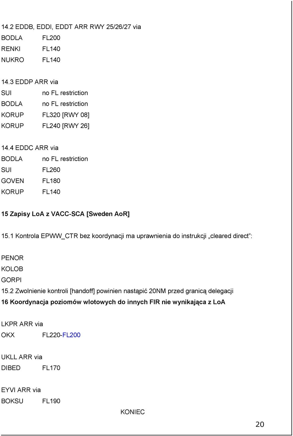 4 EDDC ARR via BODLA no FL restriction SUI FL260 GOVEN FL180 KORUP FL140 15 Zapisy LoA z VACC-SCA [Sweden AoR] 15.