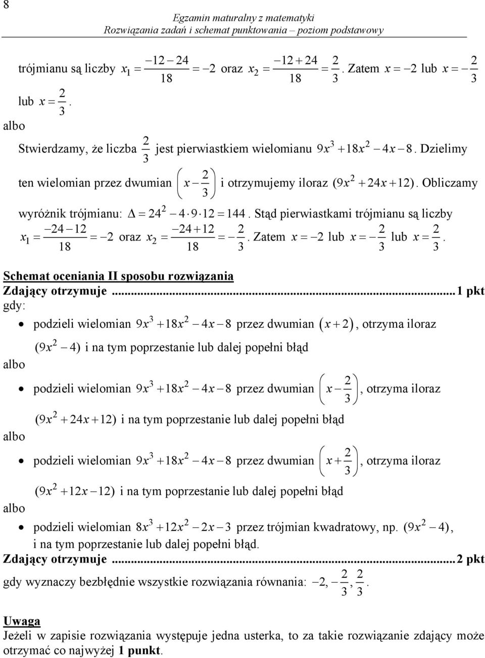 18 18 Schemat oceniania II sposobu rozwiązania Zdający otrzymuje.