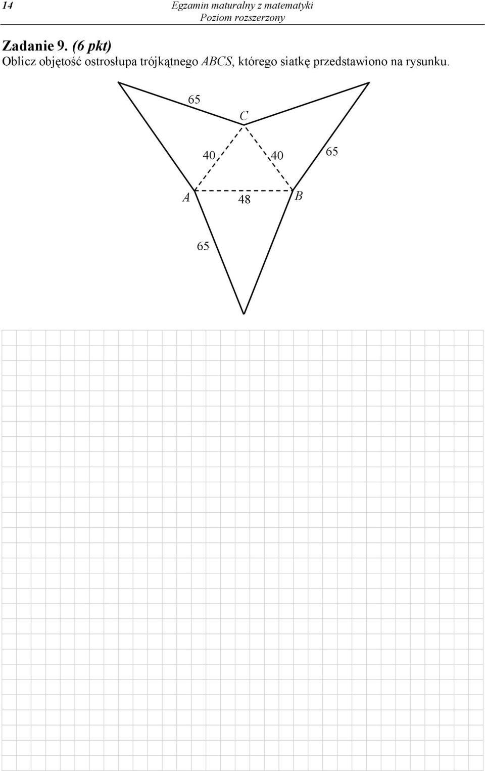 trójkątnego ABCS, którego siatkę