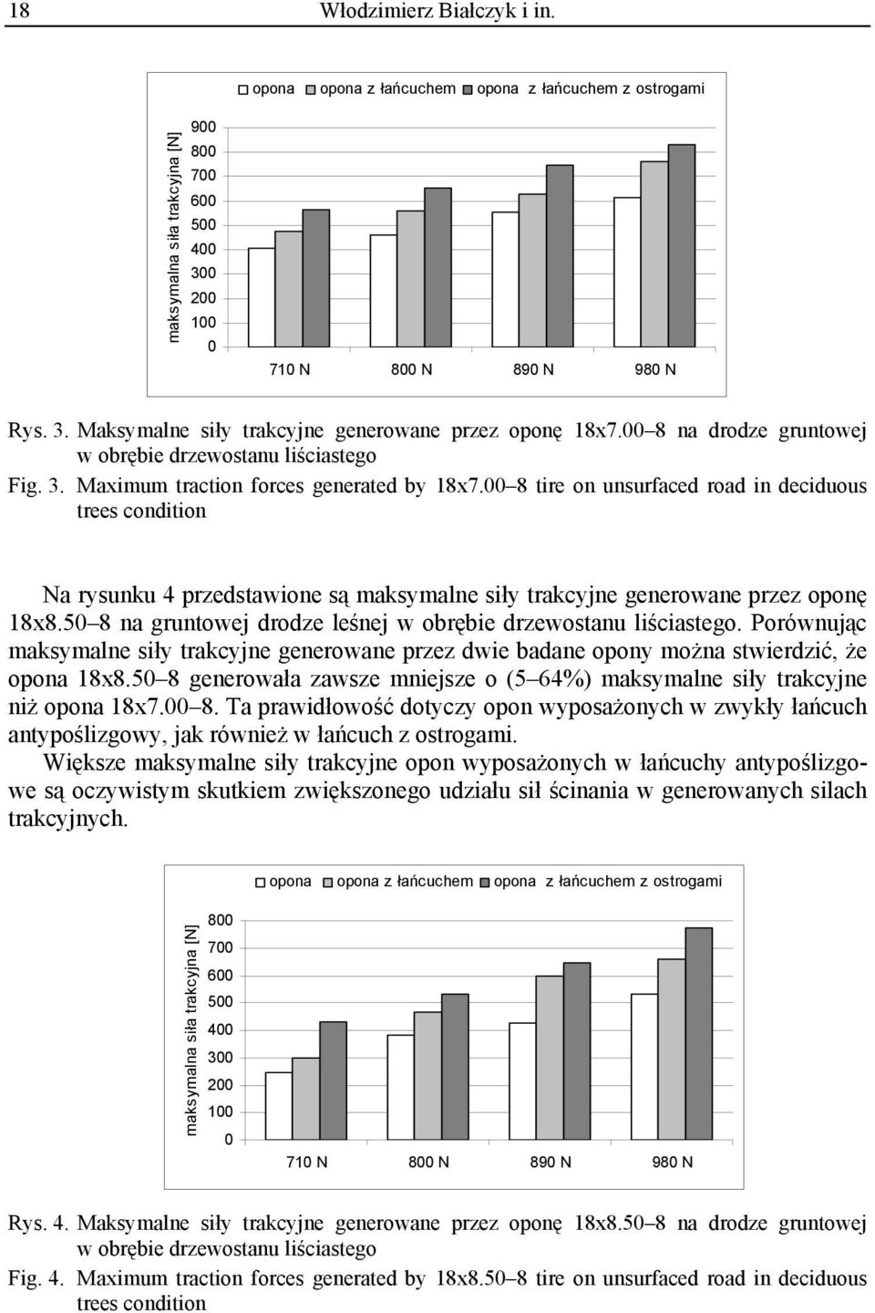 00 8 tire on unsurfaced road in deciduous trees condition Na rysunku 4 przedstawione są maksymalne siły trakcyjne generowane przez oponę 18x8.
