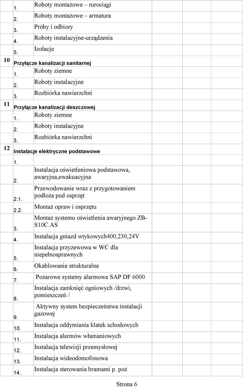 1 1 1 1 Instalacja oświetleniowa podstawowa, awaryjna,ewakuacyjna Przewodowanie wraz z przygotowaniem podłoża pod osprzęt Montaż opraw i osprzętu Montaż systemu oświetlenia awaryjnego ZB- S10C.