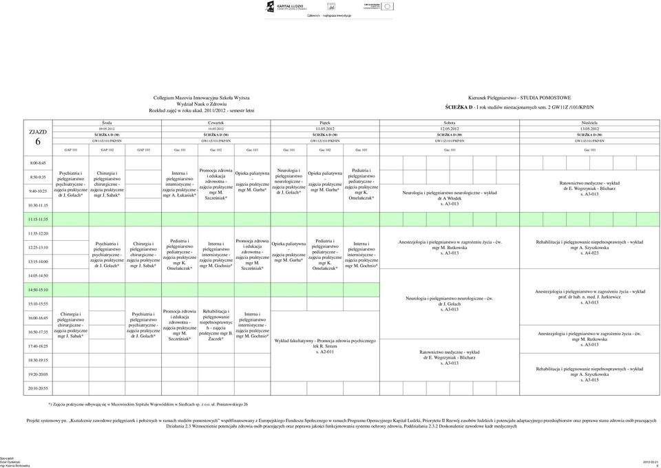 3011.15 psychiatryczne chirurgiczne internistyczne zdrowotna neurologiczne pediatryczne neurologiczne wykład dr A Włodek Ratownictwo medyczne wykład dr E.