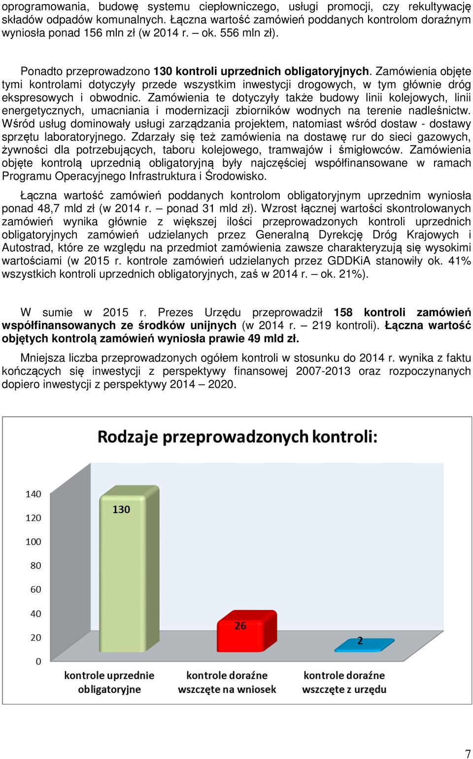 Zamówienia objęte tymi kontrolami dotyczyły przede wszystkim inwestycji drogowych, w tym głównie dróg ekspresowych i obwodnic.