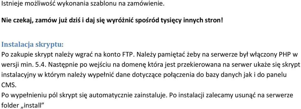 Następnie po wejściu na domenę która jest przekierowana na serwer ukaże się skrypt instalacyjny w którym należy wypełnić dane dotyczące