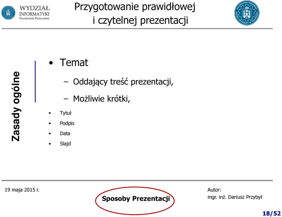 ogólne Tytuł Podpis Data Slajd