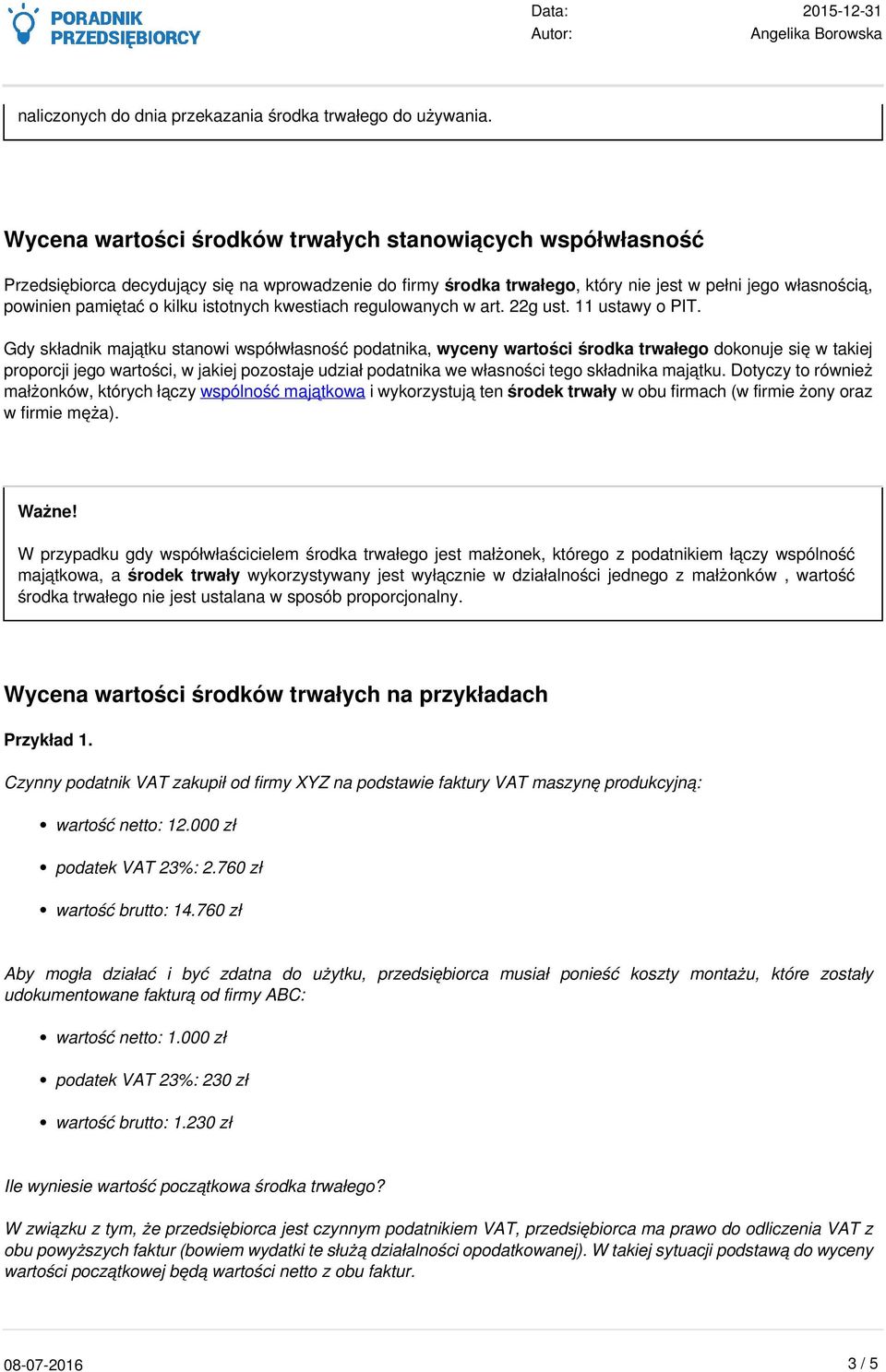 istotnych kwestiach regulowanych w art. 22g ust. 11 ustawy o PIT.