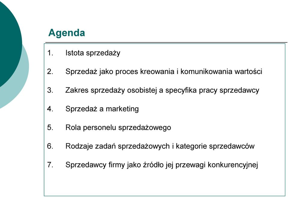 Zakres sprzedaży osobistej a specyfika pracy sprzedawcy 4.