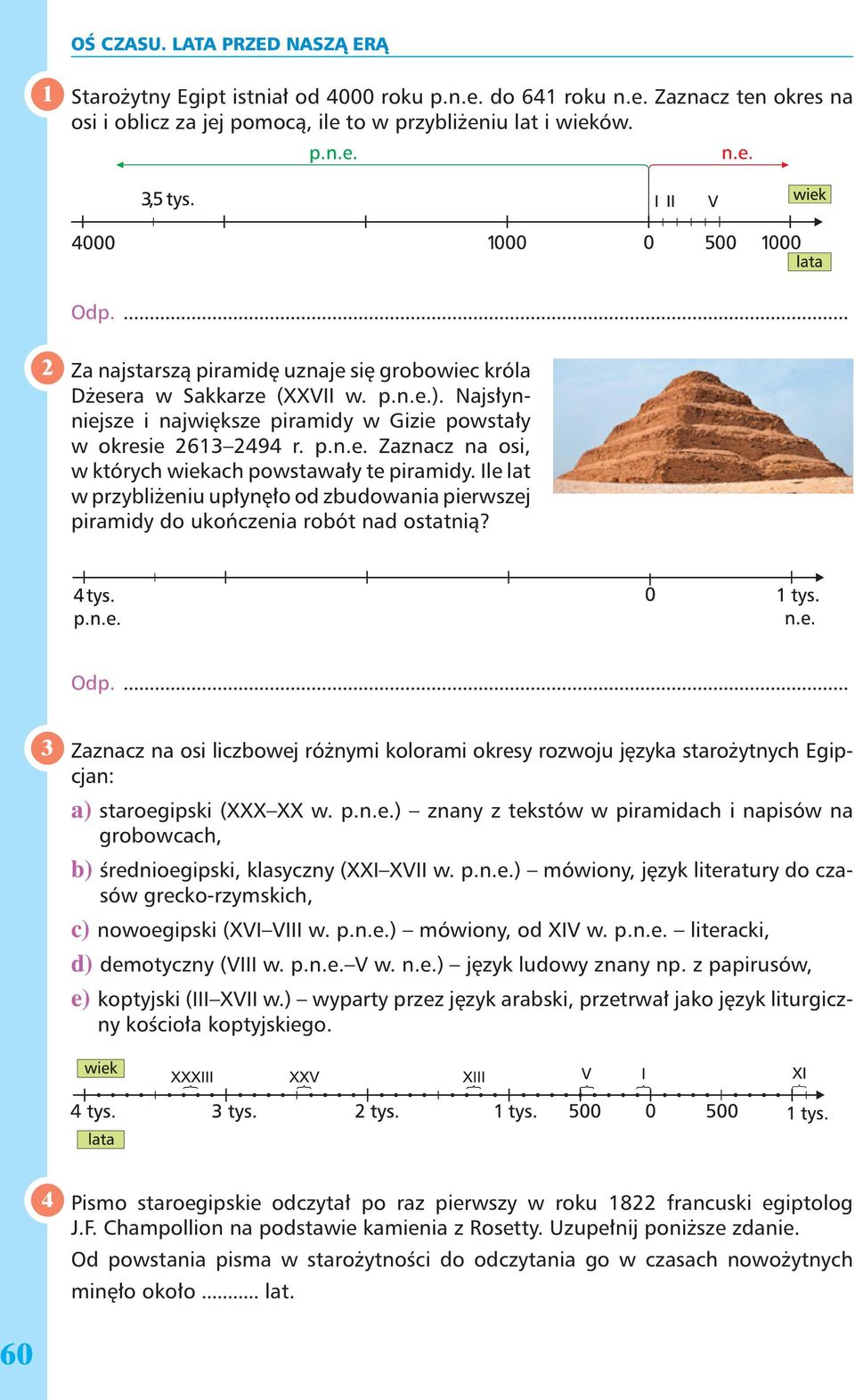 Ile lat w przybliżeniu upły nęło od zbudowania pierwszej piramidy do ukończenia robót nad ostatnią? Odp.