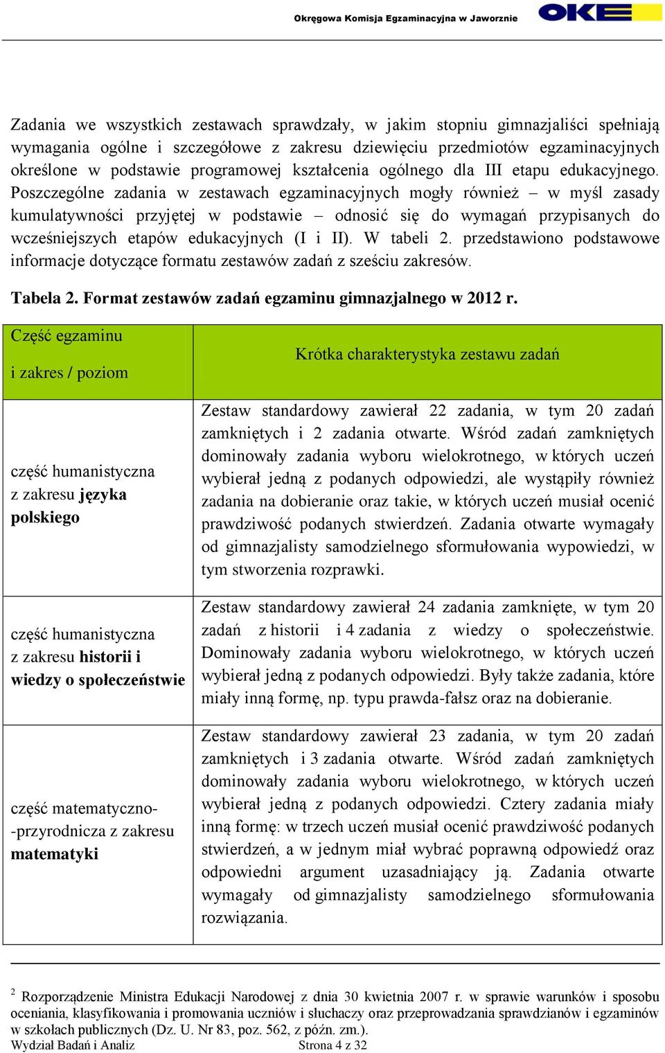 Poszczególne zadania w zestawach egzaminacyjnych mogły również w myśl zasady kumulatywności przyjętej w podstawie odnosić się do wymagań przypisanych do wcześniejszych etapów edukacyjnych (I i II).