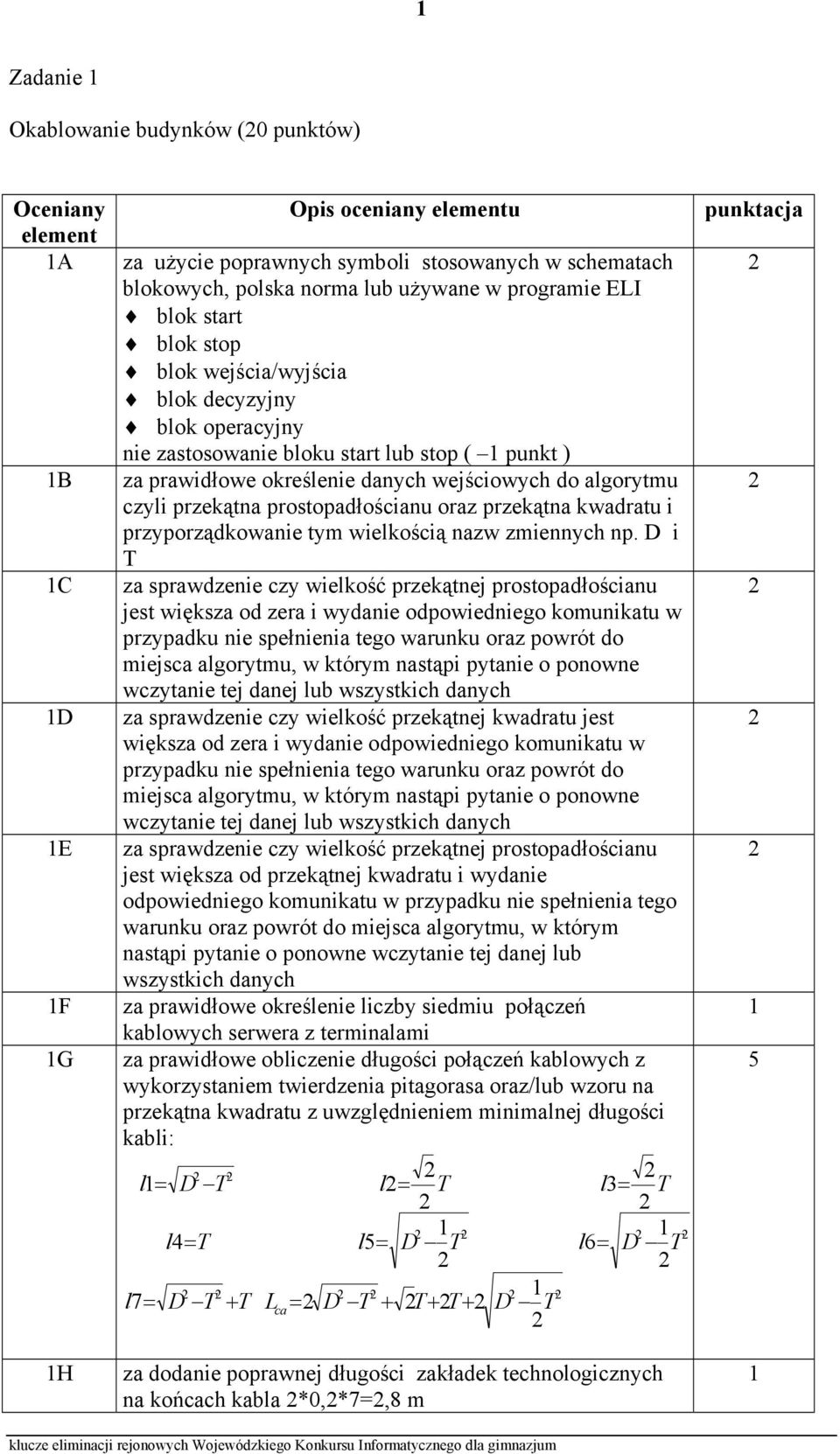 prostopadłościanu oraz przekątna kwadratu i przyporządkowanie tym wielkością nazw zmiennych np.