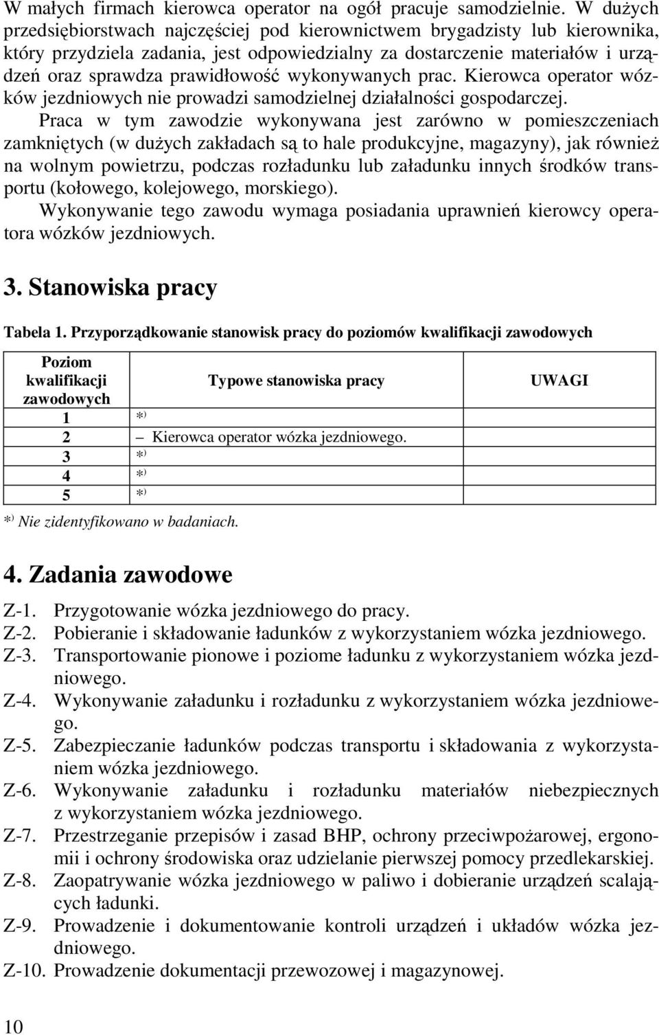 wykonywanych prac. Kierowca operator wózków jezdniowych nie prowadzi samodzielnej działalności gospodarczej.