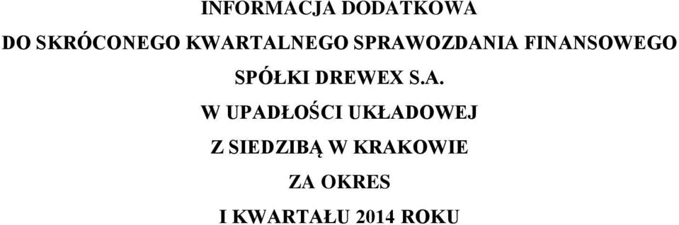 SPÓŁKI DREWEX S.A.