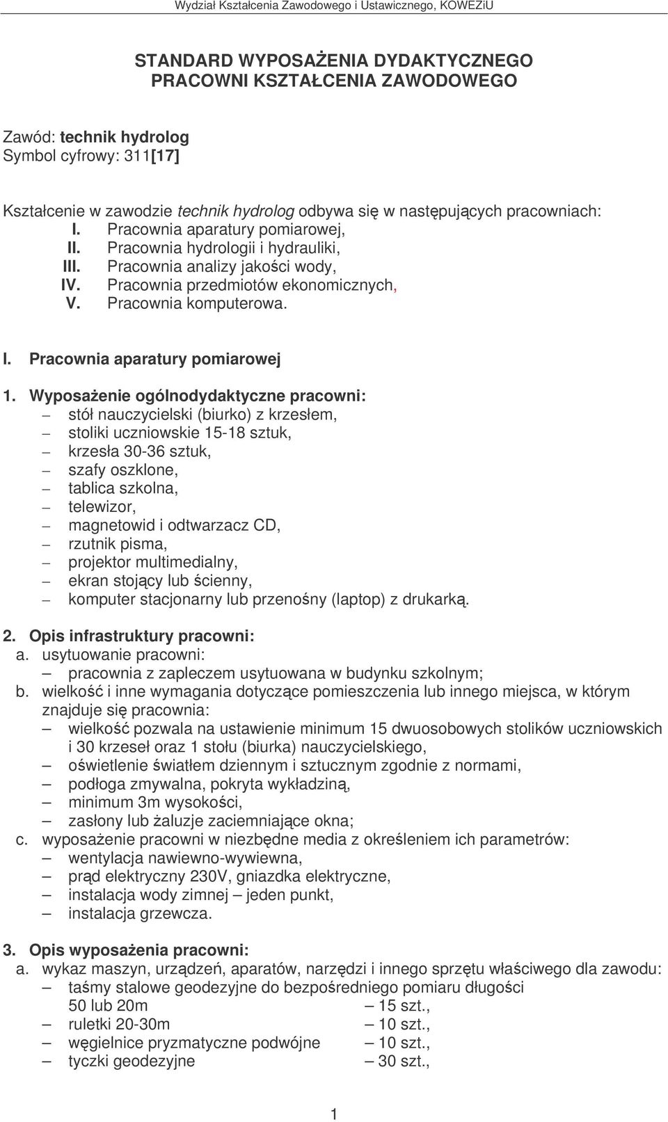 . Pracownia hydrologii i hydrauliki, II