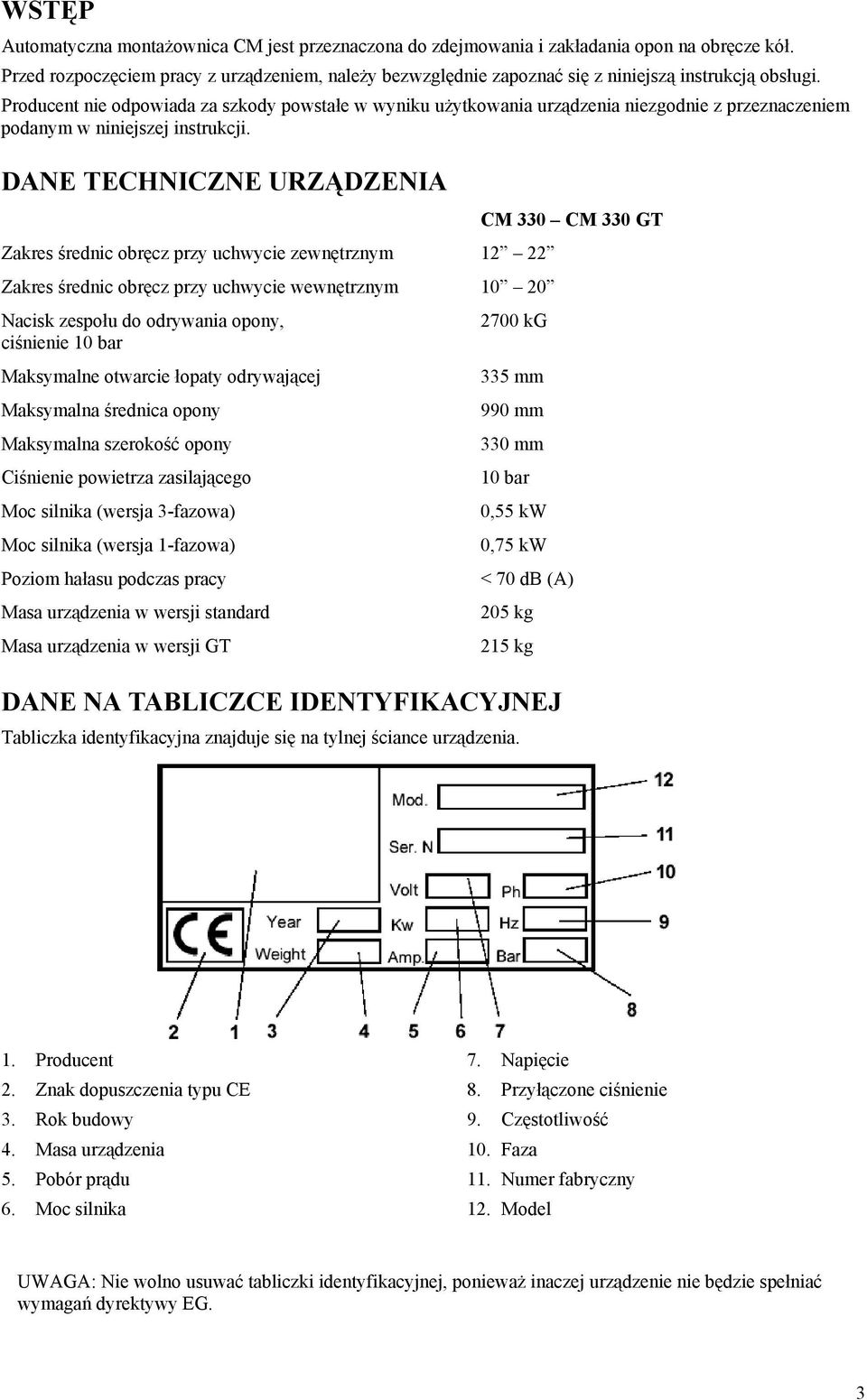 Producent nie odpowiada za szkody powstałe w wyniku użytkowania urządzenia niezgodnie z przeznaczeniem podanym w niniejszej instrukcji.