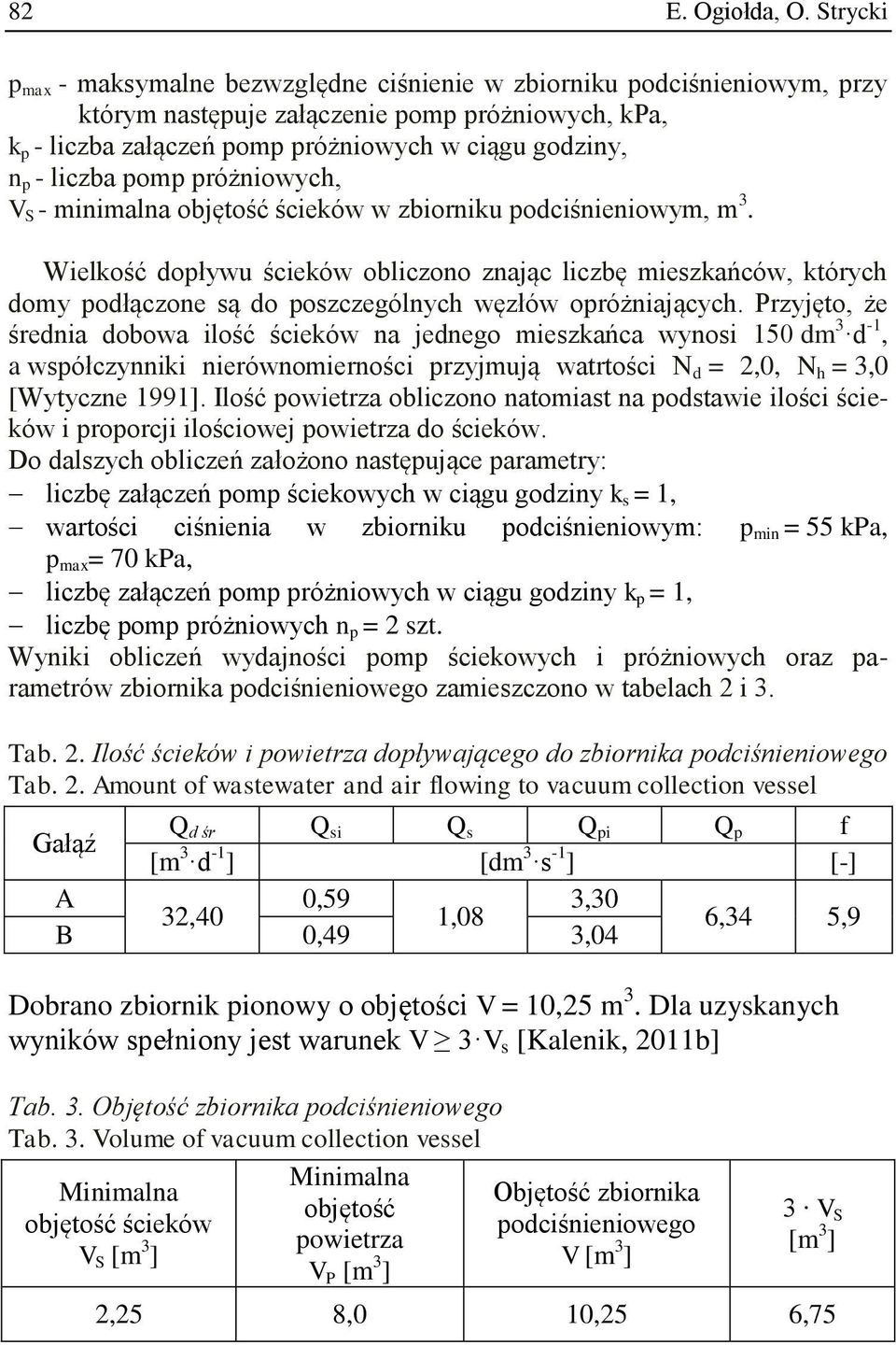 liczba pomp próżniowych, V S - minimalna objętość ścieków w zbiorniku podciśnieniowym, m 3.