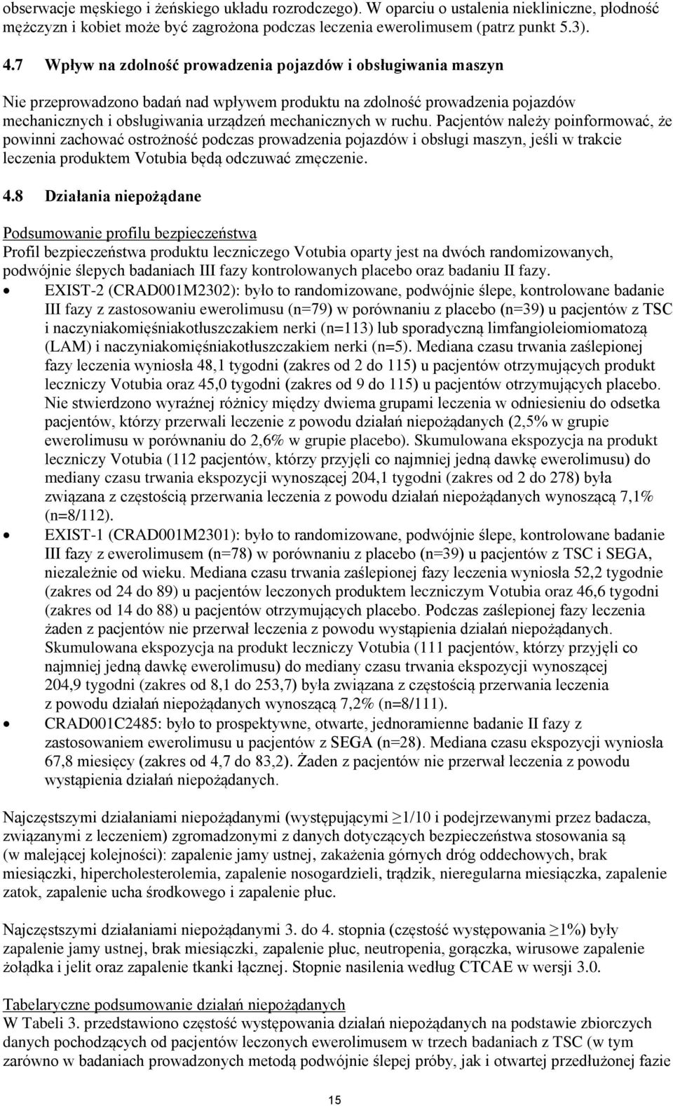 ruchu. Pacjentów należy poinformować, że powinni zachować ostrożność podczas prowadzenia pojazdów i obsługi maszyn, jeśli w trakcie leczenia produktem Votubia będą odczuwać zmęczenie. 4.