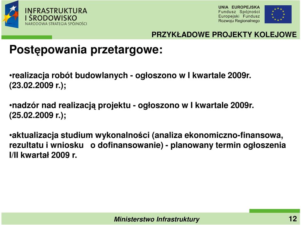 ); nadzór nad realizacją projektu - ogłoszono w I kwartale 2009r. (25.02.2009 r.