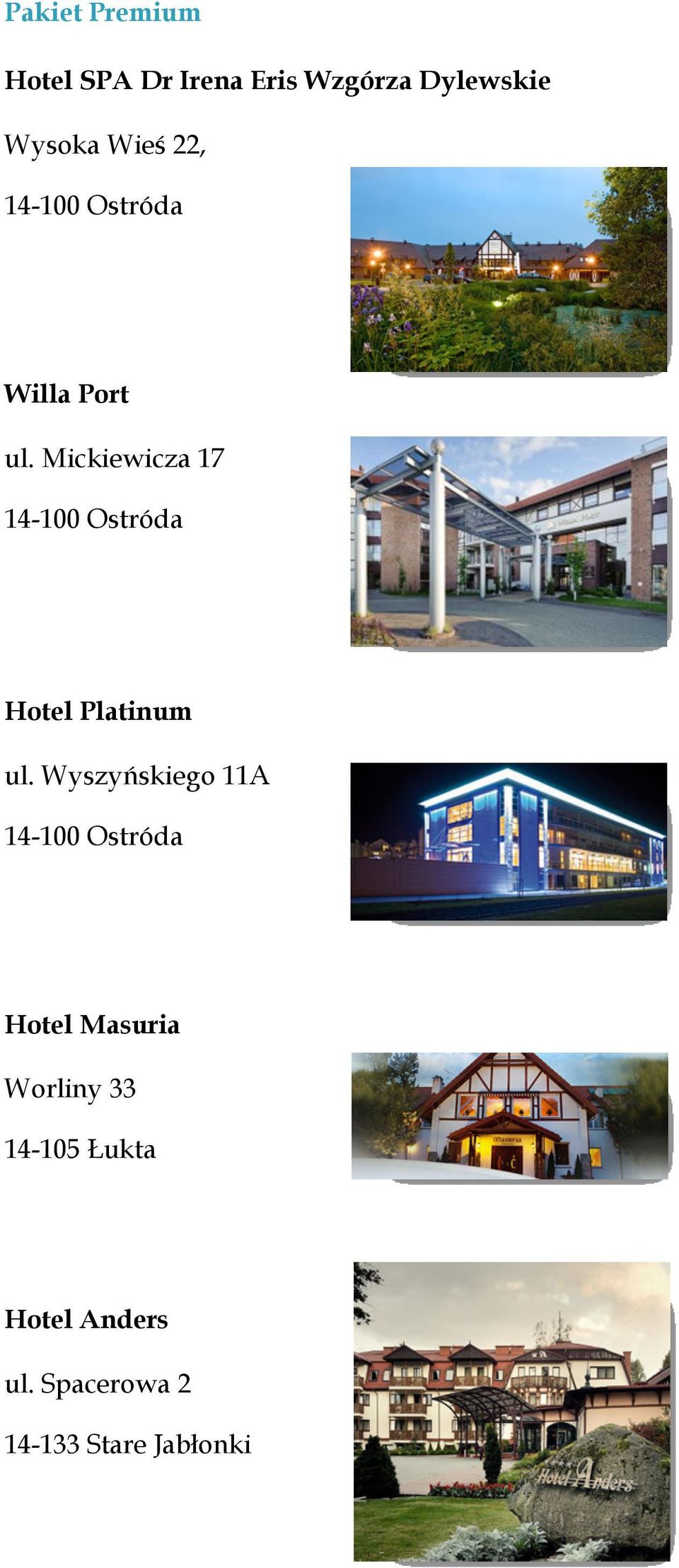 Mickiewicza 17 14-100 Ostróda Hotel Platinum ul.