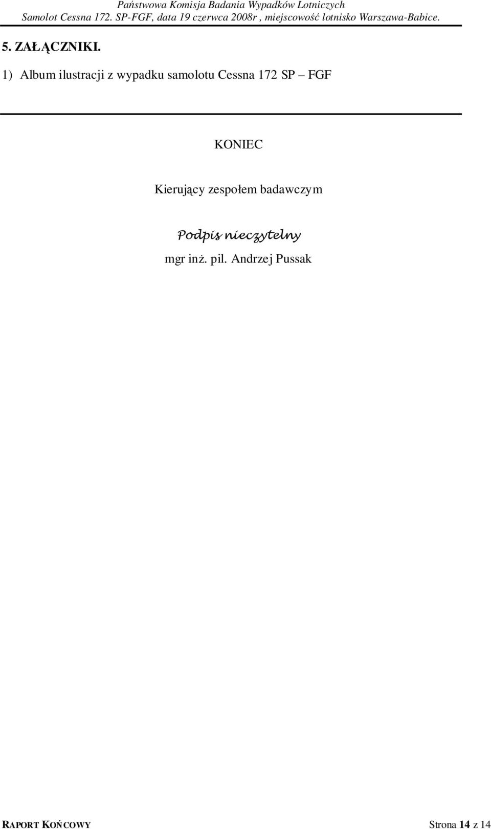 172 SP FGF KONIEC Kierujący zespołem badawczym