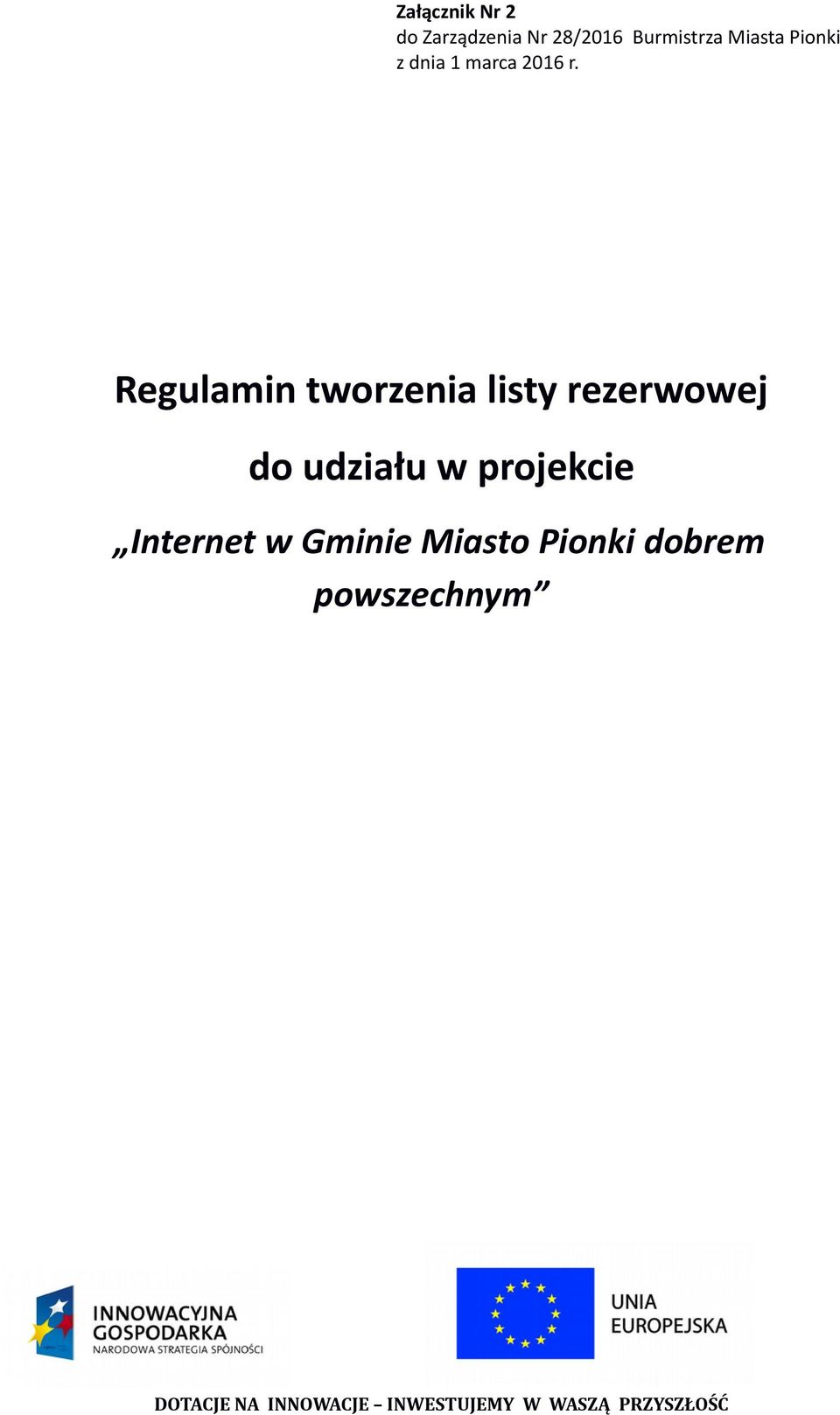 Regulamin tworzenia listy rezerwowej do udziału w