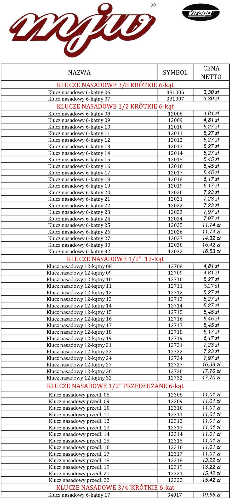 12013 5,27 zł Klucz nasadowy 6-kątny 14 12014 5,27 zł Klucz nasadowy 6-kątny 15 12015 5,45 zł Klucz nasadowy 6-kątny 16 12016 5,45 zł Klucz nasadowy 6-kątny 17 12017 5,45 zł Klucz nasadowy 6-kątny 18