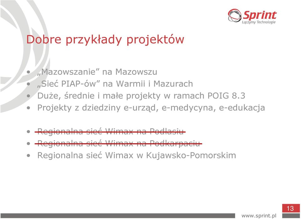 3 Projekty z dziedziny e-urząd, e-medycyna, e-edukacja Regionalna sieć