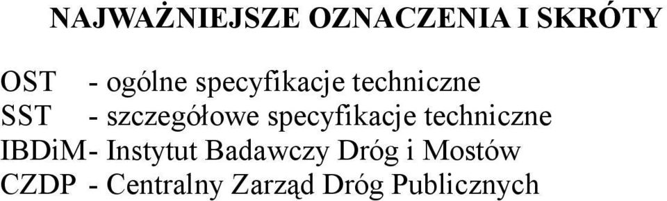 specyfikacje techniczne IBDiM- Instytut