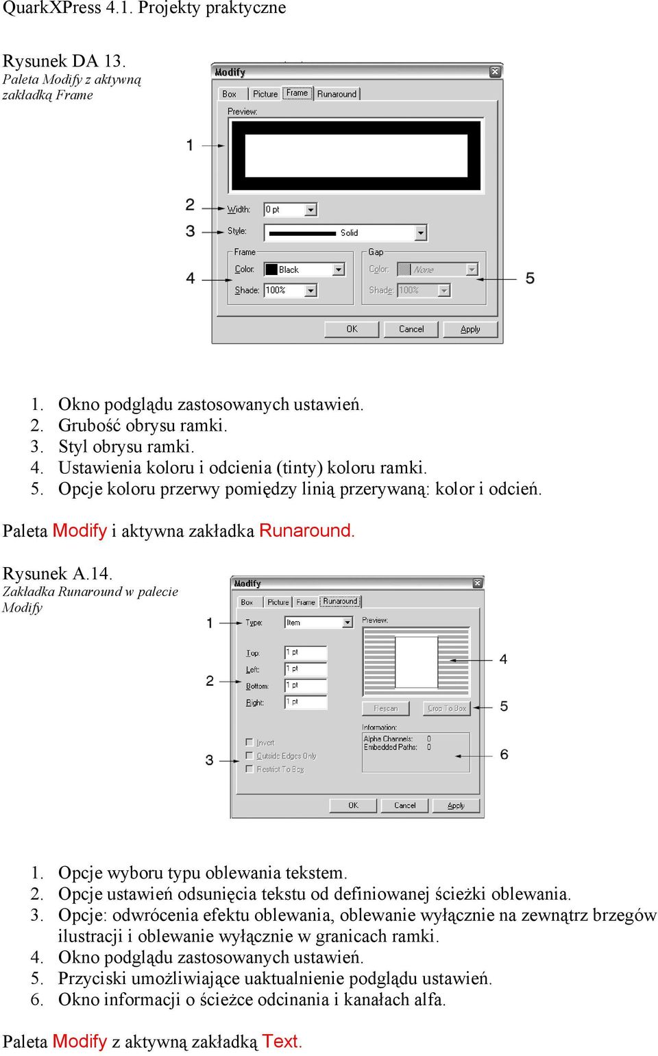 2. Opcje ustawień odsunięcia tekstu od definiowanej ścieżki oblewania. 3.