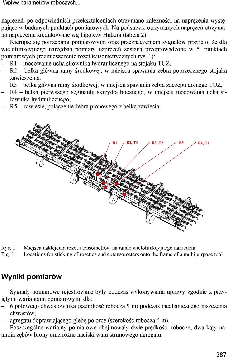 Kierując się potrzebami pomiarowymi oraz przeznaczeniem sygnałów przyjęto, że dla wielofunkcyjnego narzędzia pomiary naprężeń zostaną przeprowadzone w 5.