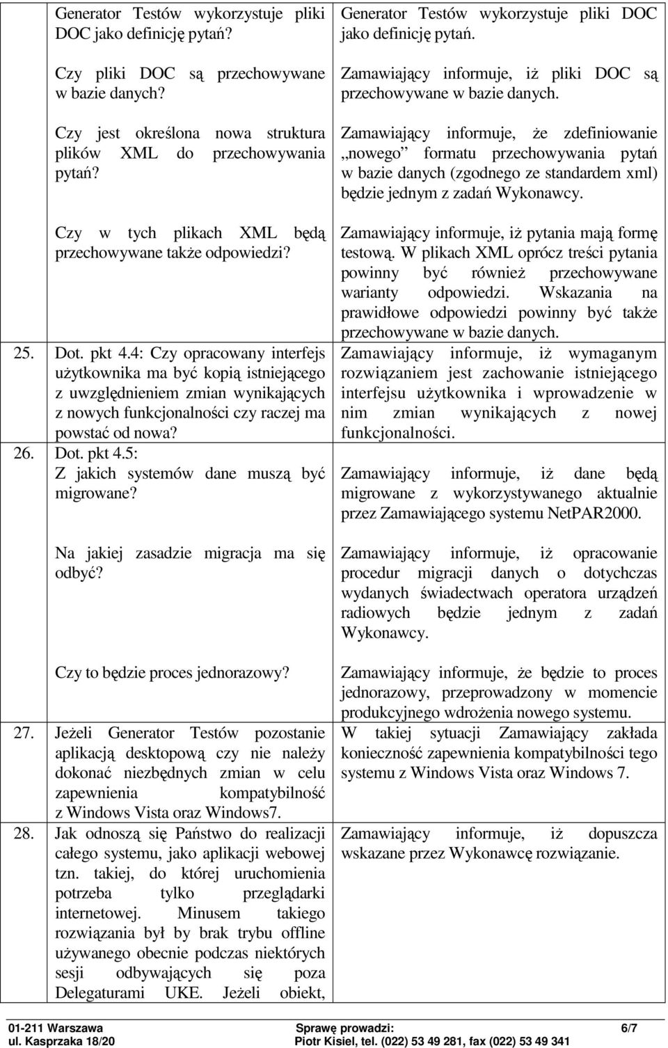 4: Czy opracowany interfejs uŝytkownika ma być kopią istniejącego z uwzględnieniem zmian wynikających z nowych funkcjonalności czy raczej ma powstać od nowa? 26. Dot. pkt 4.