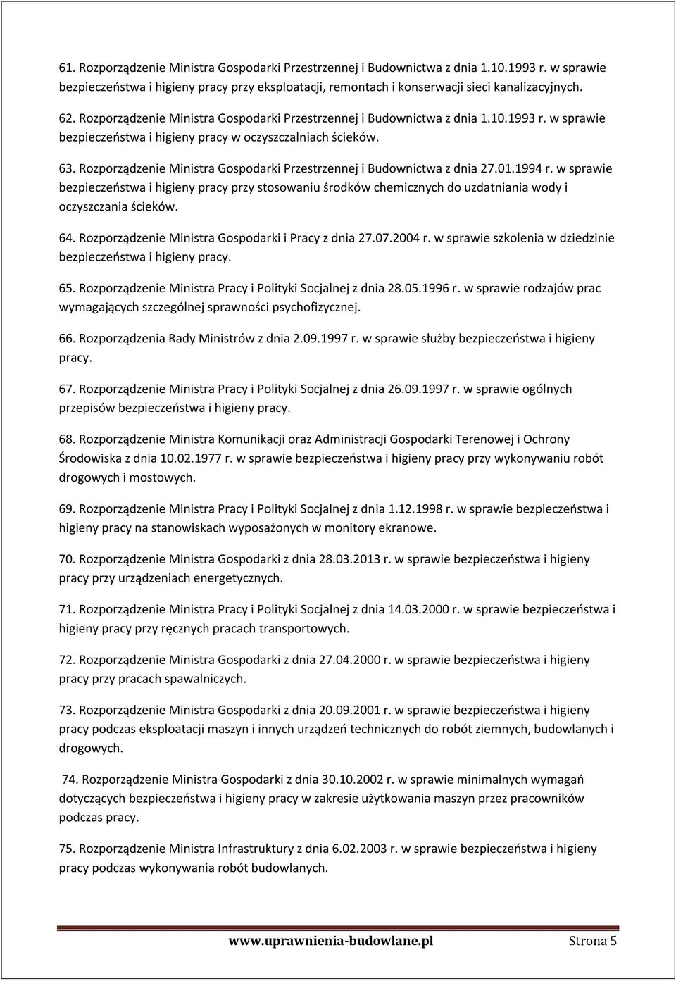 Rozporządzenie Ministra Gospodarki Przestrzennej i Budownictwa z dnia 27.01.1994 r.