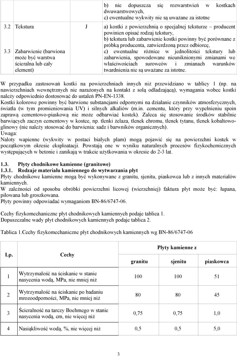 kostki powinny być porównane z próbką producenta, zatwierdzoną przez odbiorcę, c) ewentualne różnice w jednolitości tekstury lub zabarwienia, spowodowane nieuniknionymi zmianami we właściwościach