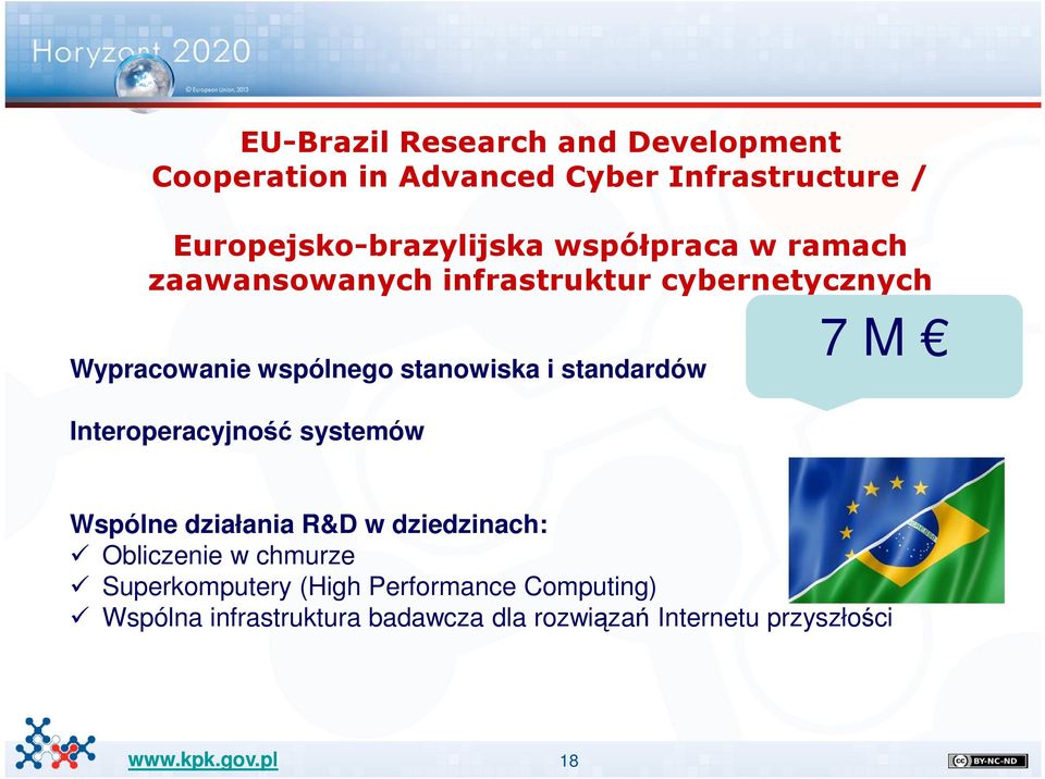 standardów Interoperacyjność systemów 7 M Wspólne działania R&D w dziedzinach: Obliczenie w chmurze