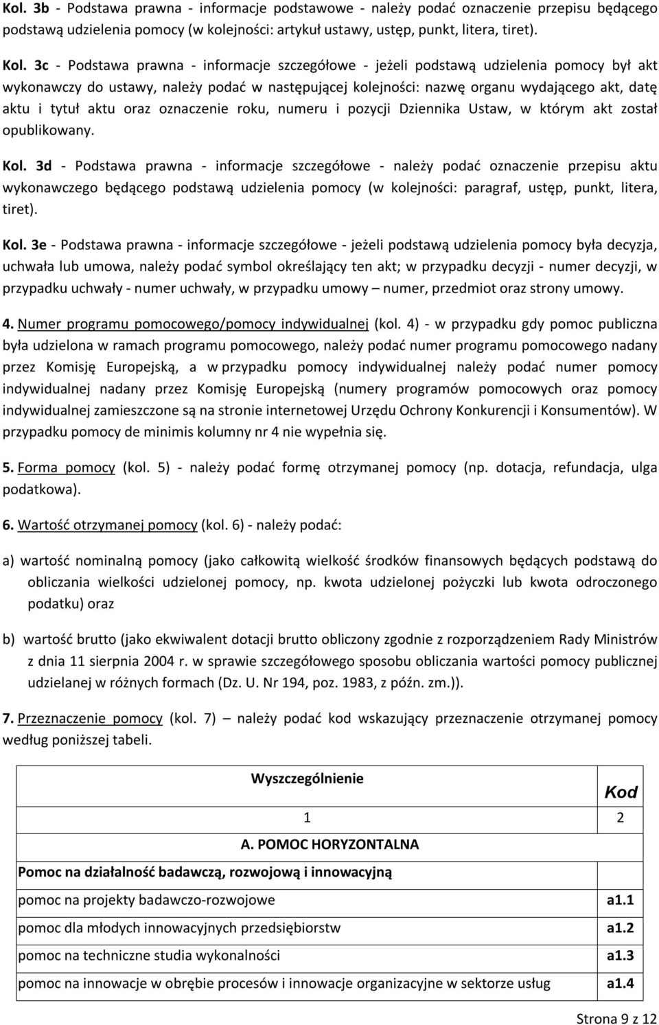 aktu oraz oznacze roku, numeru i pozycji Dziennika Ustaw, w którym akt został opublikowany. Kol.