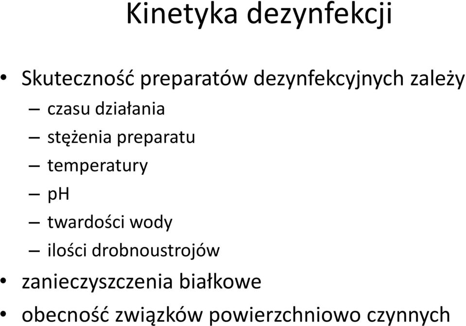 preparatu temperatury ph twardości wody ilości