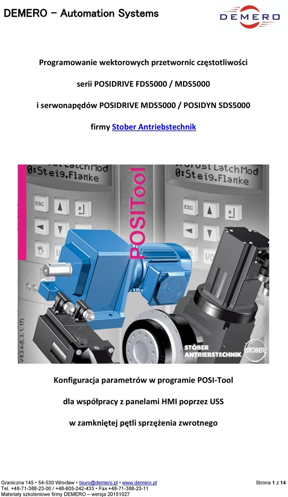 parametrów w programie POSI-Tool dla współpracy z panelami HMI poprzez USS w zamkniętej