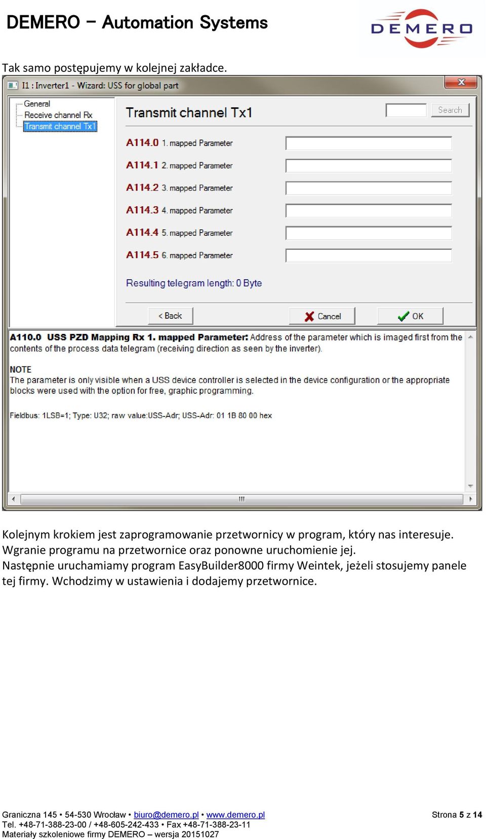 Wgranie programu na przetwornice oraz ponowne uruchomienie jej.