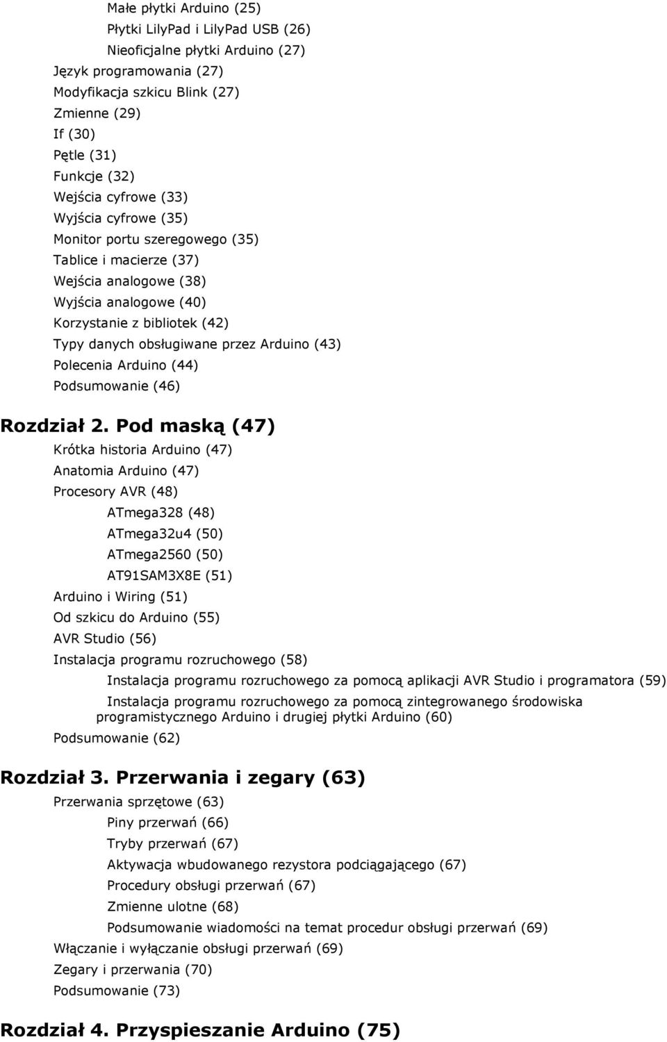 Arduino (43) Polecenia Arduino (44) Podsumowanie (46) Rozdział 2.