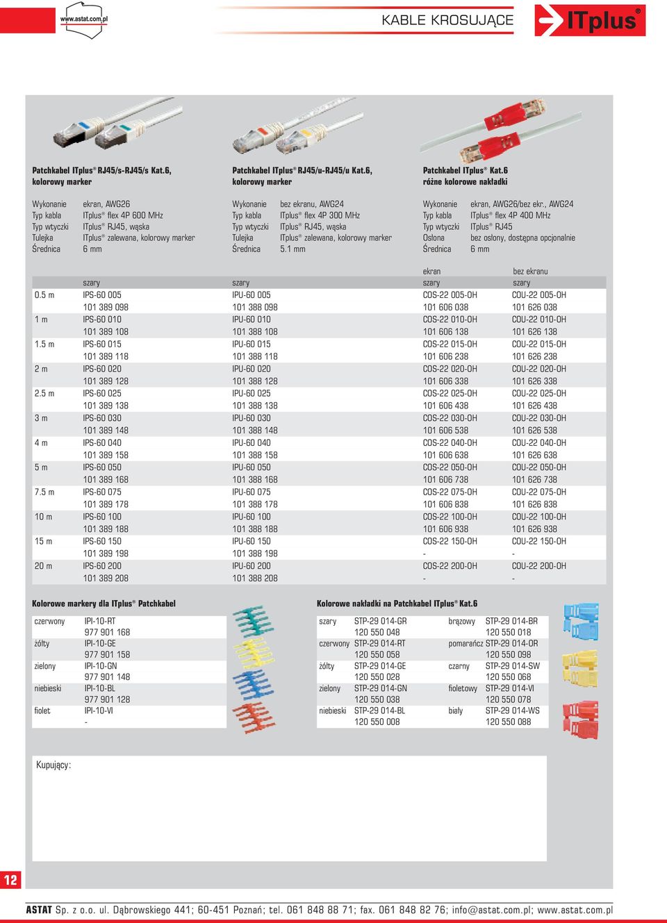 , AWG24 Typ kabla ITplus flex 4P 600 MHz Typ kabla ITplus flex 4P 300 MHz Typ kabla ITplus flex 4P 400 MHz Typ wtyczki ITplus RJ45, wąska Typ wtyczki ITplus RJ45, wąska Typ wtyczki ITplus RJ45