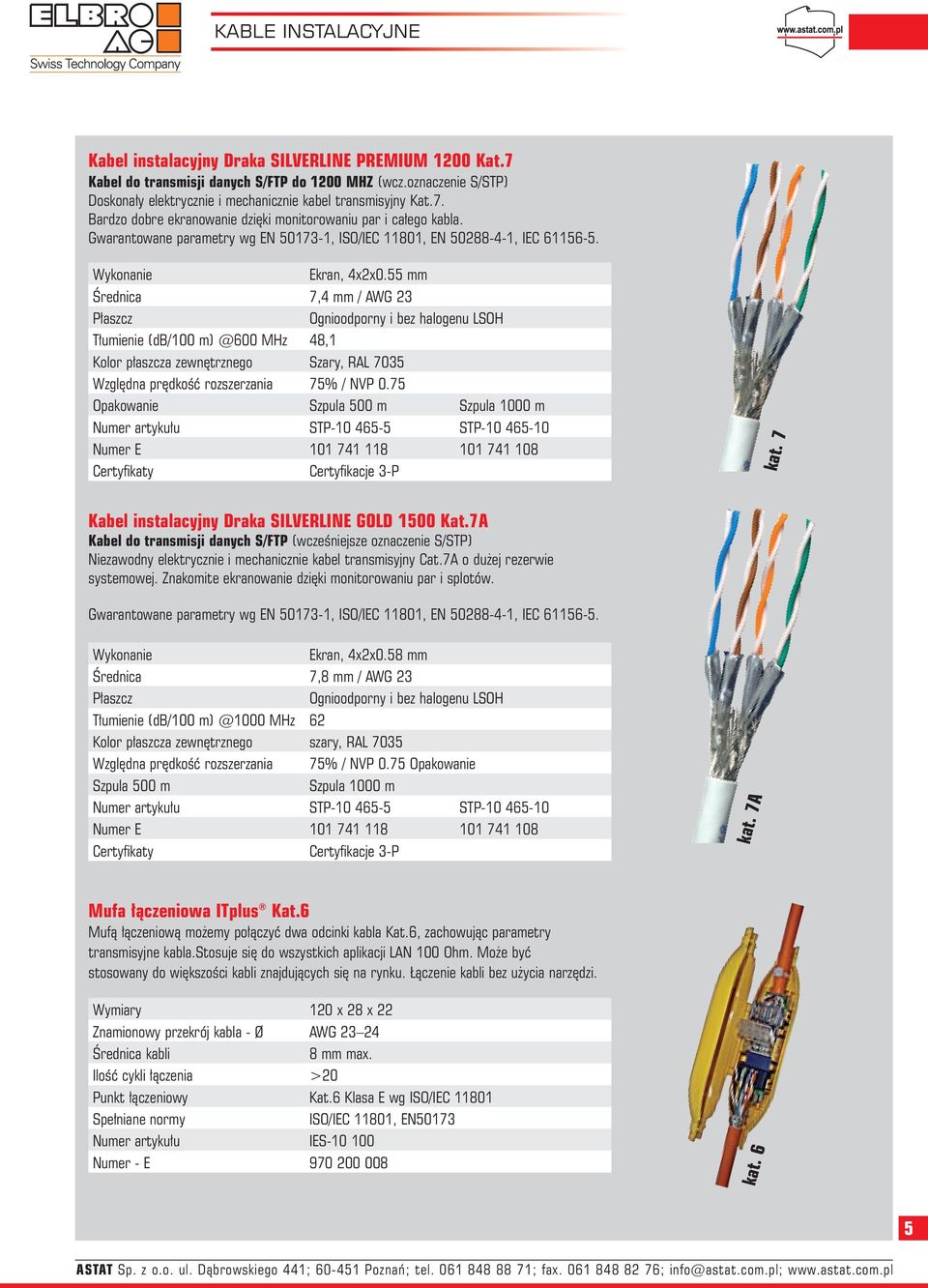 Gwarantowane parametry wg EN 50173-1, ISO/IEC 11801, EN 50288-4-1, IEC 61156-5. Wykonanie Ekran, 4x2x0.