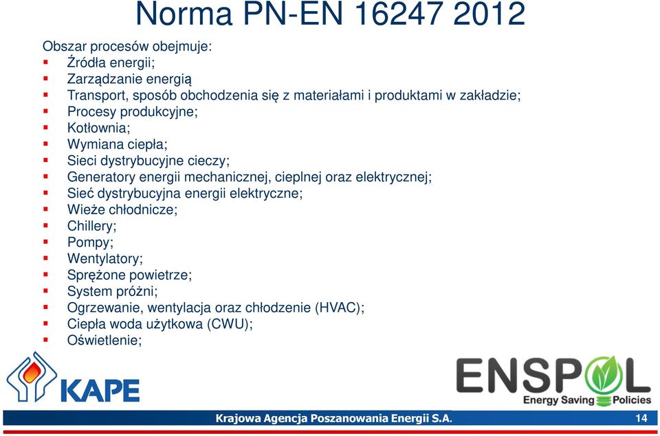 cieplnej oraz elektrycznej; Sieć dystrybucyjna energii elektryczne; Wieże chłodnicze; Chillery; Pompy; Wentylatory; Sprężone powietrze;