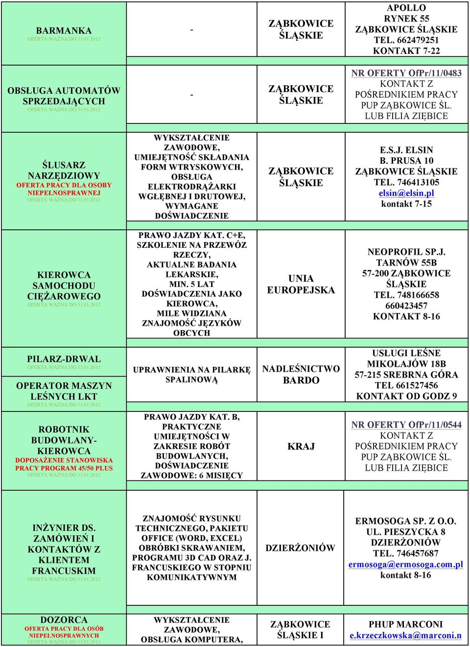 746413105 elsin@elsin.pl kontakt 7-15 KIEROWCA SAMOCHODU CIĘŻAROWEGO PRAWO JAZDY KAT. C+E, SZKOLENIE NA PRZEWÓZ RZECZY, AKTUALNE BADANIA LEKARSKIE, MIN.