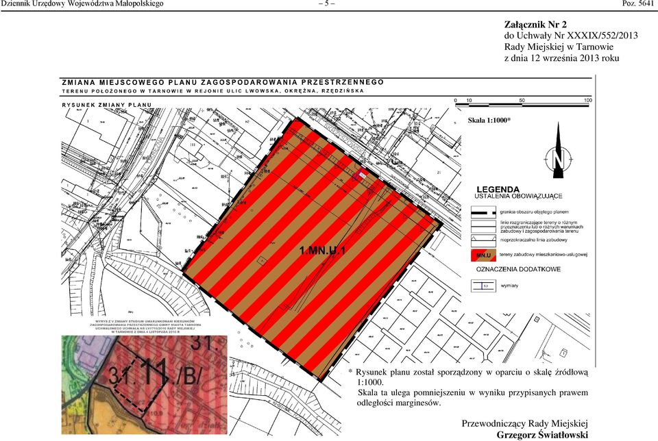 sporządzony w oparciu o skalę źródłową 1:1000.