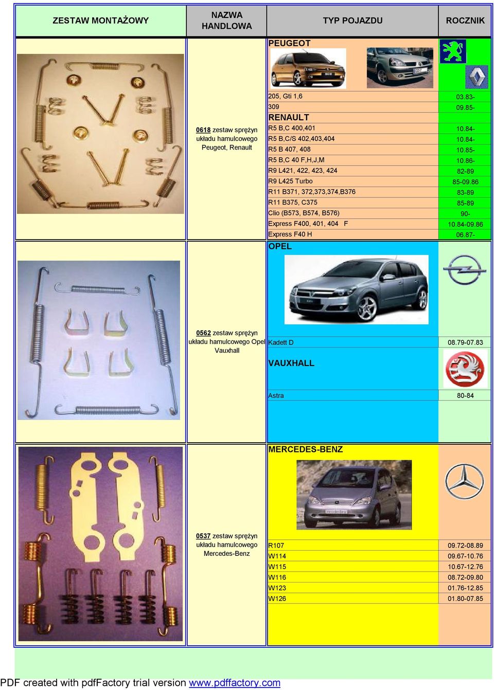 86 R11 B371, 372,373,374,B376 83-89 R11 B375, C375 85-89 Clio (B573, B574, B576) 90- Express F400, 401, 404 F 10.84-09.86 Express F40 H 06.