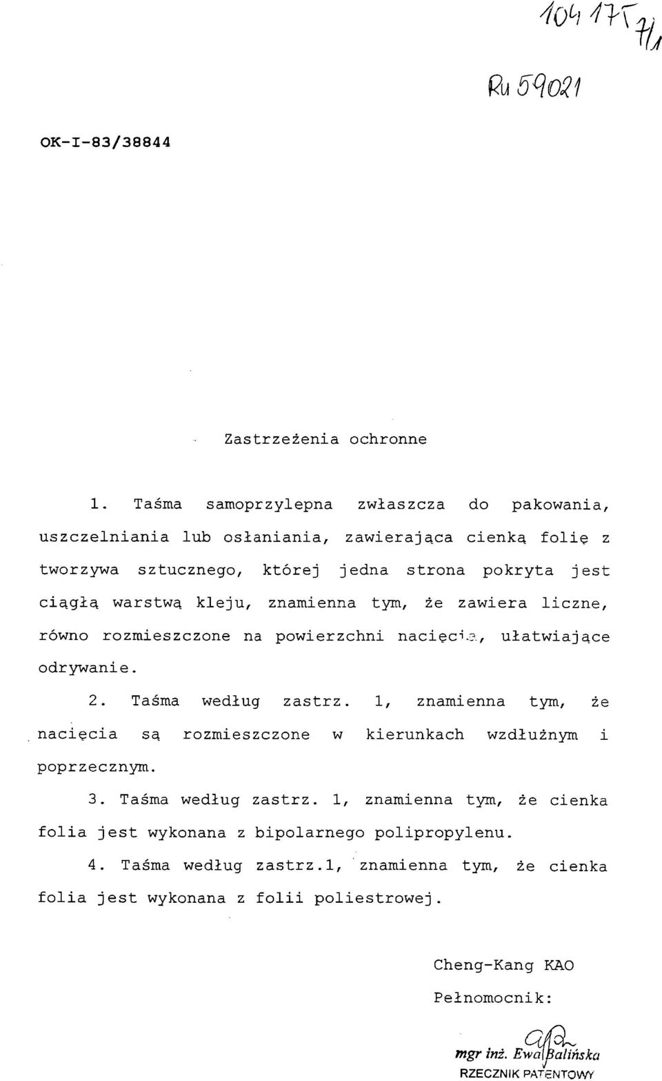 znamienna tym, że zawiera liczne, równo rozmieszczone na powierzchni nacięci*?., ułatwiające odrywanie. 2. Taśma według zastrz.